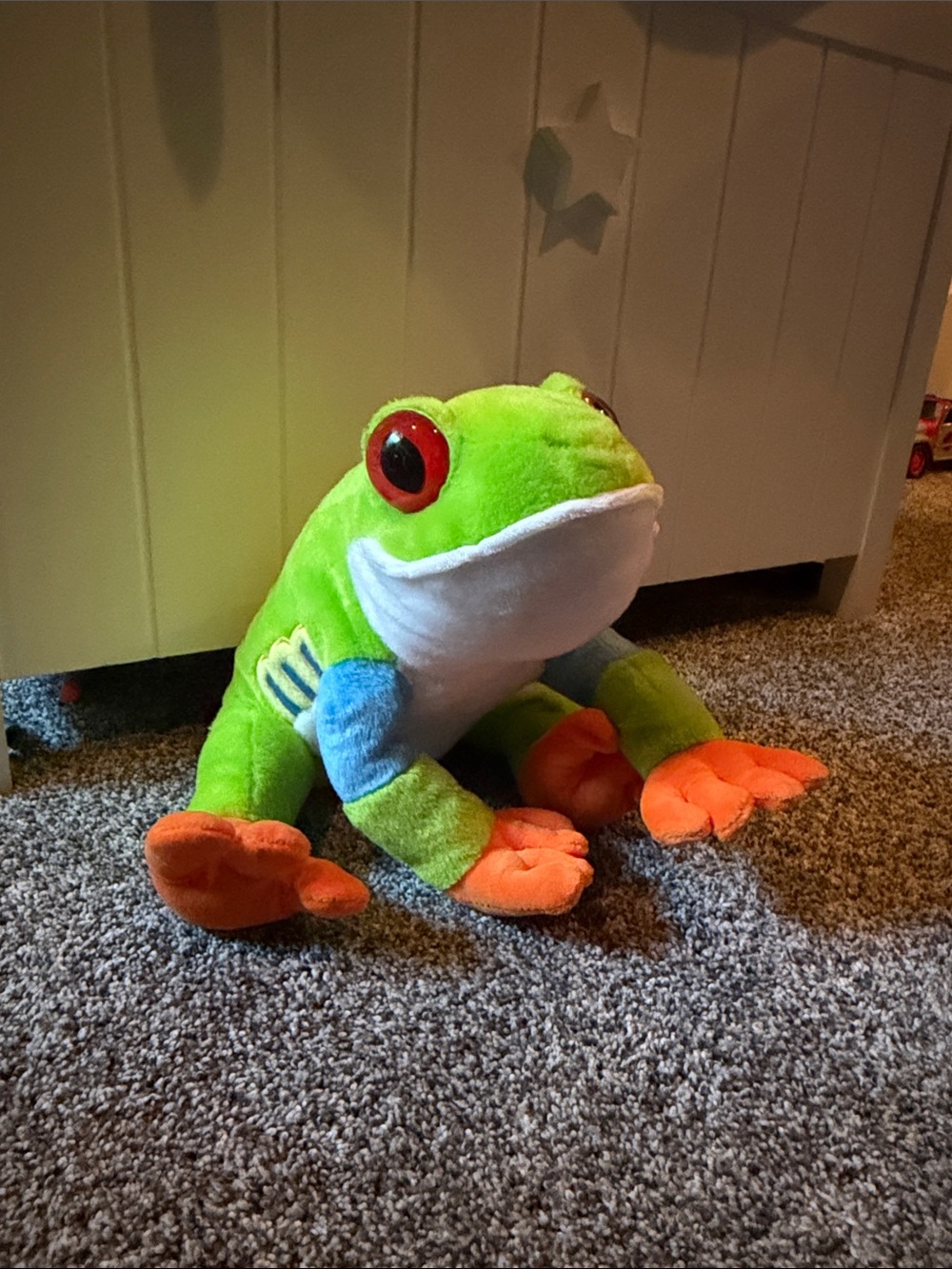 Green and Orange Plush Frog Toy wild republic